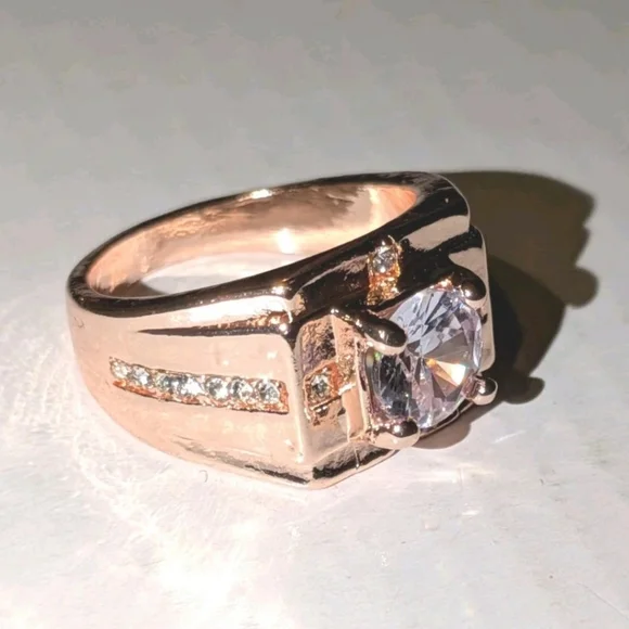 3CT Round Cut Lab Created Diamond Men's Ring 14K Rose Gold Plated